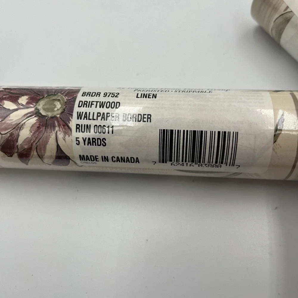 Wallpaper Border Driftwood Linen Sears 5 Yards Each New Floral Cottage Core